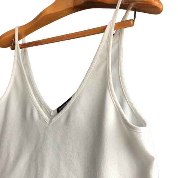 American Apparel White Crepe V-neck Flowy Tank Top - Picture 3 of 12